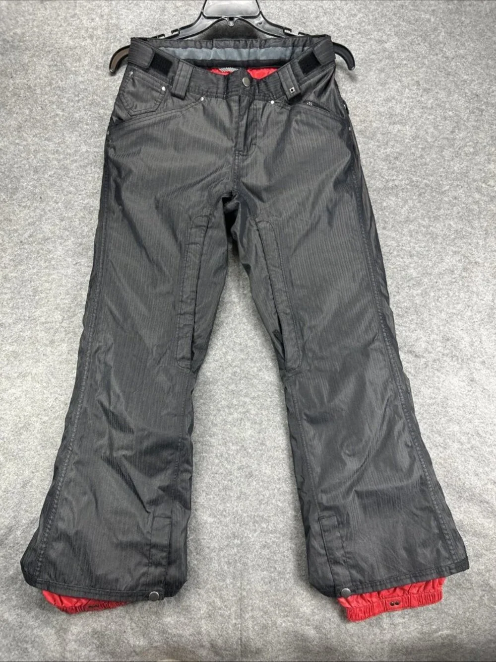 Vans Snowboarding Pants Womens Med Black Textured Pinstripe Cargo Snow Ski